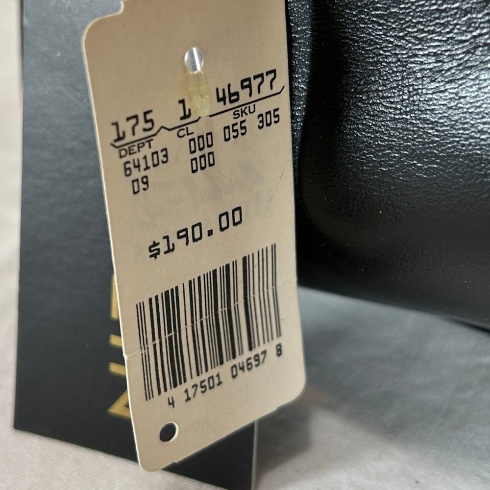 Anne Klein Vintage Black Leather Satchel Crossbody Bag Gold Lion Logo NWT - Picture 3 of 15